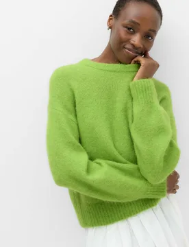 Alpaca Blend Textured Relaxed Jumper Green female - M&S - FashionsVida