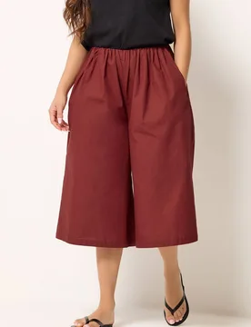 Women's Petite Poplin Culottes in Dark Red Size: 14 - Dark Red - Size: 14 - PixieGirl - FashionsVida