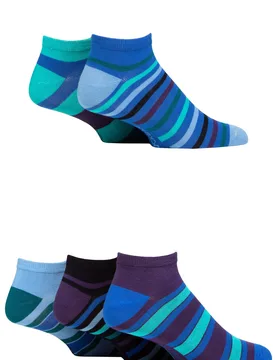 Pair Jewel Bamboo Striped Trainer Socks Men's 7-11 Mens - - Blue - Size: 7-11 Mens - SockShop - FashionsVida