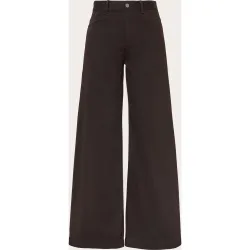 Pantalón wide leg de algodón lavado cinderwood