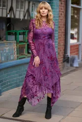 Women's Fabulous Flocked Maxi Dress in Purple Size: 8 - Purple - Size: 8