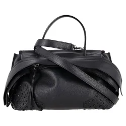 Women's Preloved Wave Top Handle Bag in Black Leather - Black - Size: One Size
