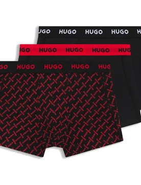 Hugo Boxers Design 10267989 Trunk Red 3 Unités Open Grey M - Hugo Boss - FashionsVida