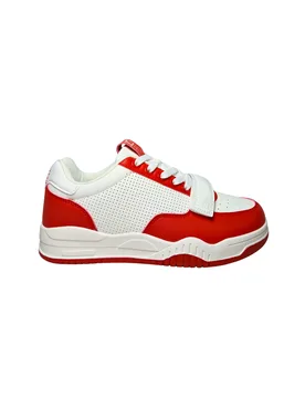 Scarpe Adulto unisex Colore bianco e rosso. Tomaia in pelle, dettagli traforati, chiusura con lacci, cinturino in velcro aggiuntivo - Iceberg - FashionsVida