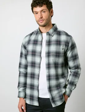 Men's Green Western Check Long Sleeve Shirt Size: 3XL - Green - Size: 3XL - Debenhams - FashionsVida