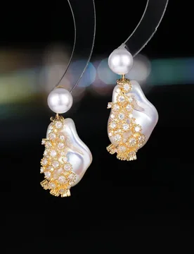 New Fashion Personality Geometric Baroque Pearl Earrings for Women S925 Silver Needle Two-Way Wear Exquisite Design Sense Earrin - Aliexpress - FashionsVida