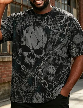 Ropa de calle para hombres de talla grande, camiseta vintage para hombres, camiseta con estampado de Halloween, serie minimalista de ropa casual de ca - Shein - FashionsVida