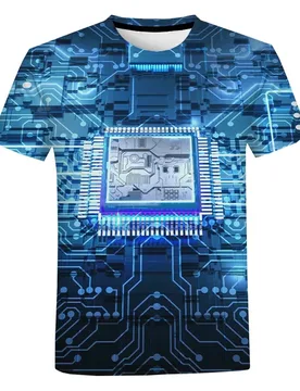 New Circuit Board 3d Printing T-shirt Men And Women Summer Casual Electronic Chip Top Harajuku Street Wear Sports Short Sleeve - Aliexpress - FashionsVida