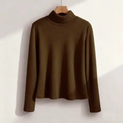 Camiseta de felpa de cuello alto de unicolor talla grande, casual para otoño/invierno 0XL