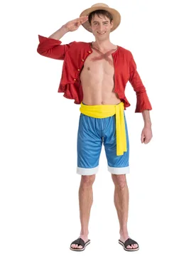 One Piece Kostüm für Erwachsene Luffy rot-blau-gelb - CHAKS - FashionsVida