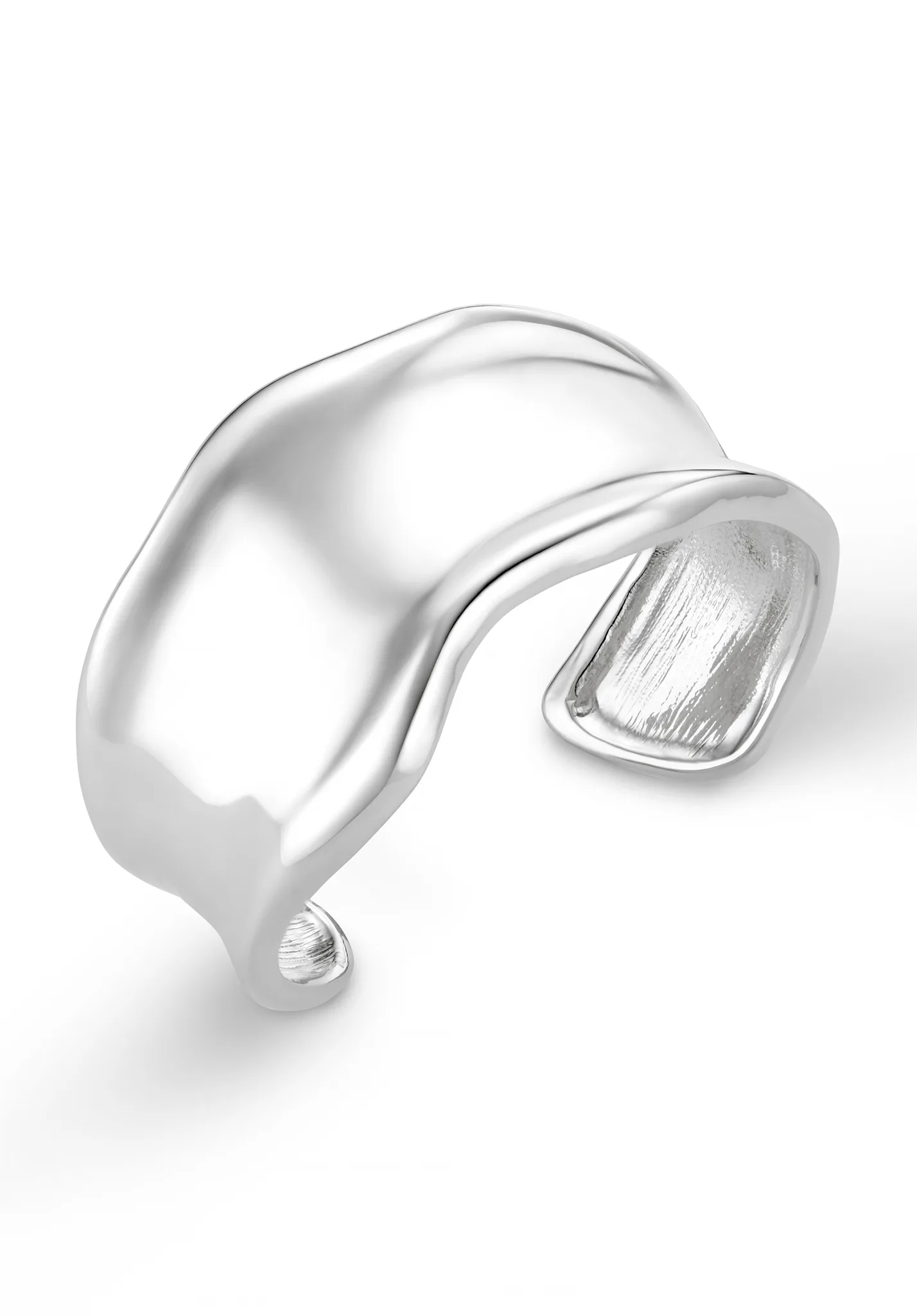Statement Organic Molten Metal Cuff - Silver - Orelia London - FashionsVida