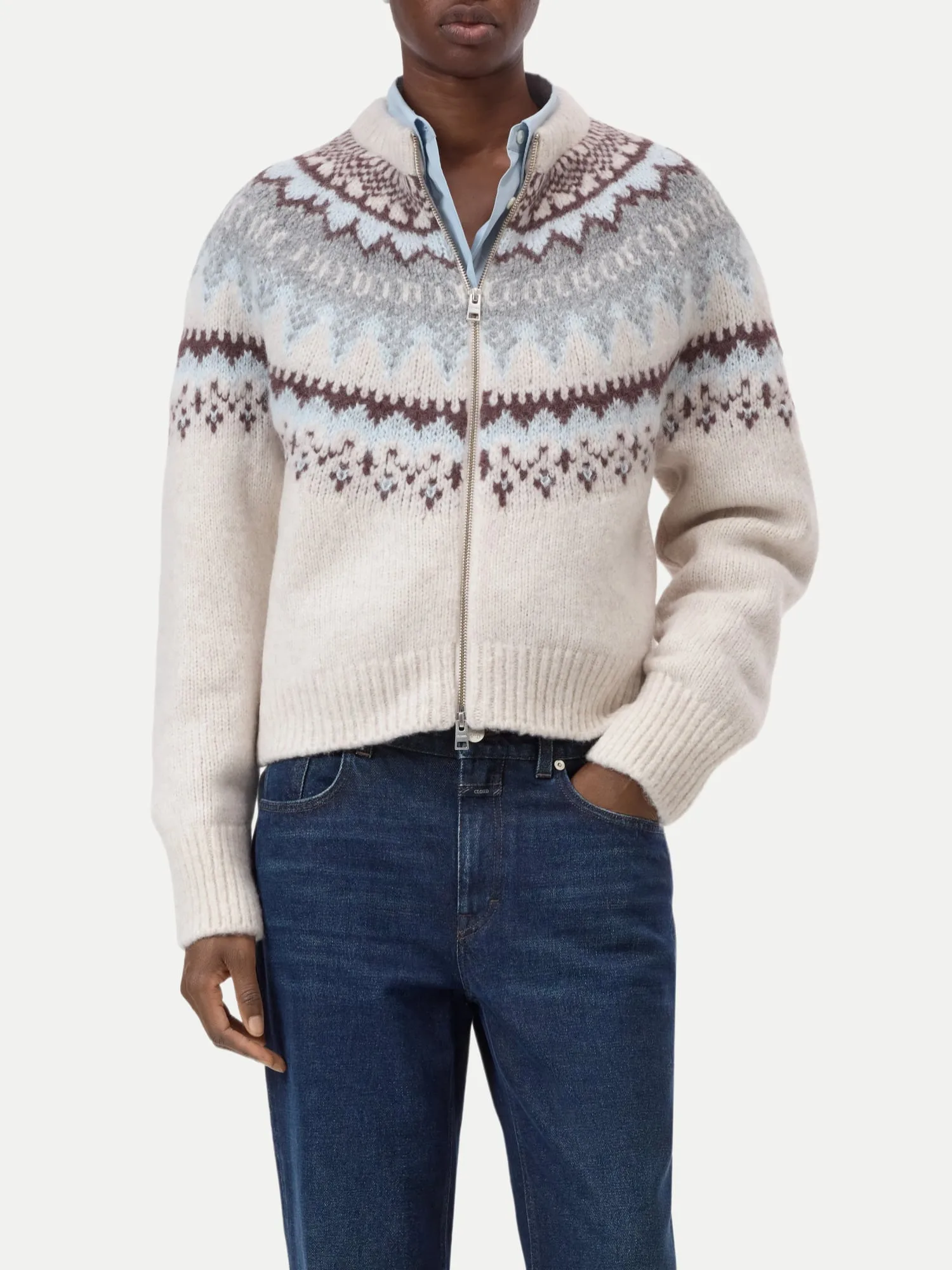 Strickjacke mit Norweger-Muster 261-Cloud cream XS - Closed - FashionsVida