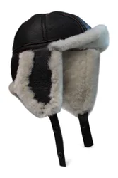Mens RAF Aviator Sheepskin B-55 Trapper Hat - - Size: M