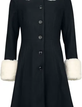 Rockabilly Mantel - S bis L - für Damen - Größe S - schwarz/weiß - Frauen - female - Voodoo vixen - FashionsVida