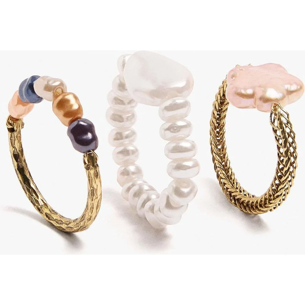 Pack de 3 anillos con cuentas y abalorios - Parfois - FashionsVida