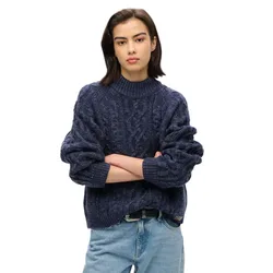 Pull à Col Roulé Cable Island Navy Twist L
