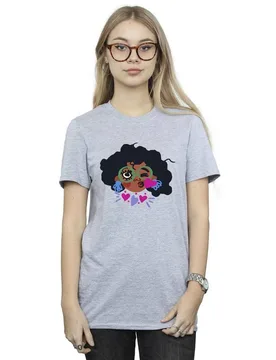 Women's Encanto Mirabel Kiss Cotton Boyfriend T-Shirt in Grey Size: Large - Grey - Size: L - Disney - FashionsVida