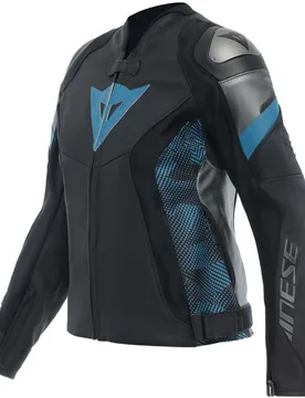 Giubbotto Moto in Pelle Donna AVRO 5 Nero Verde acqu taglia 50 - Dainese - FashionsVida