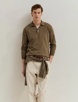 Polo de manga larga en algodón y cashmere en - Lion of Porches - FashionsVida