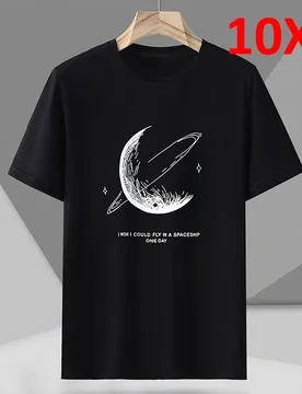 Plus Size 10XL T-shirt Men 2023 Summer Short Sleeve T Shirt Moon Print Fashion Casual Tops Tees Male Big Size Stretch Tshirt - Aliexpress - FashionsVida