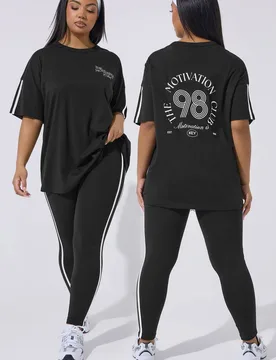 Women's 'The Motivation Club' Active T-Shirt in Black Size: 14 - Black - Size: 14 - Yours - FashionsVida