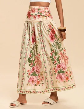 Falda estampada de moda para mujer, adecuada para el verano, el verano para mujeres, la playa para la mujer, el vestir occidental para mujeres, adecua - Shein - FashionsVida