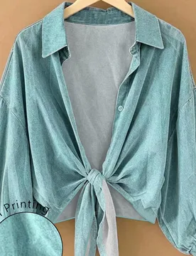 Camisa casual holgada con nudo delantero para mujer talla grande regular, otoño 3XL - Shein - FashionsVida