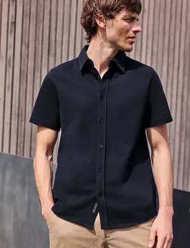 Street One Kurzarm Hemd in Piqué-Qualität male Blau - Street One MEN - FashionsVida