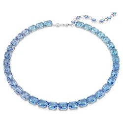 Collana Millenia, Taglio Octagon, Sfumatura di colore, Blu, Placcato rodio OS