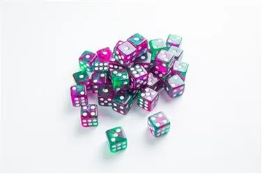 Galaxy Series - Aurora - D6 Dice Set 12 mm (36 pcs) Green/Purple