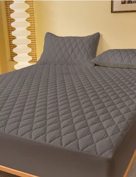 Pieza Protector de colchón impermeable, ropa de cama gris, sábana ajustada, funda de colchón de unicolor suave, a prueba de fugas, almohadilla de c - Shein - FashionsVida