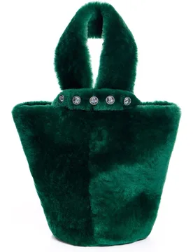 Bolso de mano de pelo de cordero en color verde - Maximilian - FashionsVida