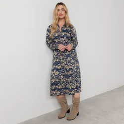 Navy Clover Anya Midi Shirt Dress