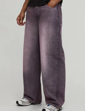 Herren Weite Getönte Jeans Hosen Pink Größe 30 - boohooMAN - FashionsVida