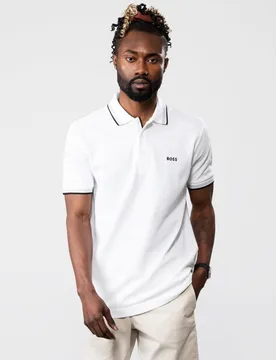 Paddy Contrast Mens Polo Nos - White Cotton - Size 5xl - BOSS Green - FashionsVida