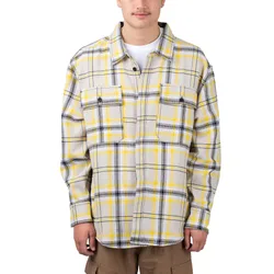 Niko Check Overshirt Chrome Grey / Warm Yellow M Herren