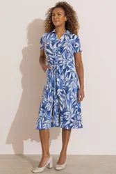 Women's Printed Jersey Shirt Dress in Blue Size: 20 - Blue - Size: 20