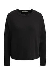 Round Neck Pullover Button Detail female