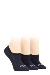 Women's 3 Pair SOCKSHOP 100% Recycled Plain Cotton High Cut Ped Socks Navy 4-8 Ladies - Blue - Size: Small
