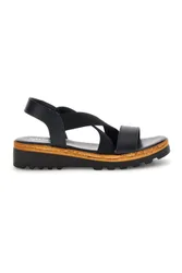 Sandali neri in pelle con fasce incrociate 310570811 38