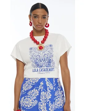 Camiseta de mujer boho con estampado posicional - Lola Casademunt - FashionsVida
