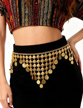 Trendy Luxury Gold Coin Pendant Waist Chain For Women Heavy Long Belt Dress Body Belly Triangle Ethnic Tribal Kurdish Accessory - Aliexpress - FashionsVida