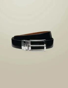 Leather Reversible Smart Belt Black male - Charles Tyrwhitt - FashionsVida
