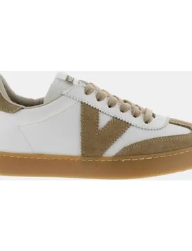 Zapatillas deportivas unisex con piezas de serraje en contraste y cordones al tono - Victoria - FashionsVida