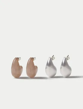 Pack Brushed Teardrop Earrings Multi female - M&S - FashionsVida