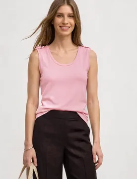 Top mit Rounded V-Neck und Knopfdetail female Rosa - Street One - FashionsVida