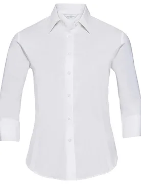 Collection Womens/ladies Easy-Care Fitted 3/4 Sleeve Formal Shirt (White) - Size 14 Uk - Russell athletic - FashionsVida