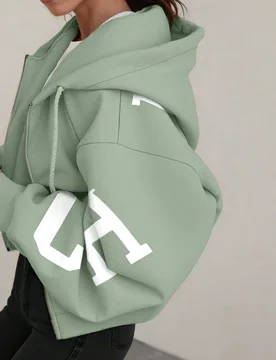 Sudadera con capucha con forro térmico, ropa exterior suelta para otoño/invierno, graduación, maestro, regreso a la escuela, sudadera de otoño XXL - Shein - FashionsVida