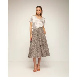 Falda de animal print 100% algodón con bolsillos