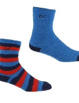 Childrens Unisex Childrens/kids Cosy Boot Socks Set (Pack Of 2) (Blue/navy/red) - Size 3-5y - Regatta - FashionsVida